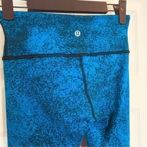 Lululemon Wunder Under Pant III Luon Spray Jacquard Shocking Blue Black Size 2 - Picture 5 of 9